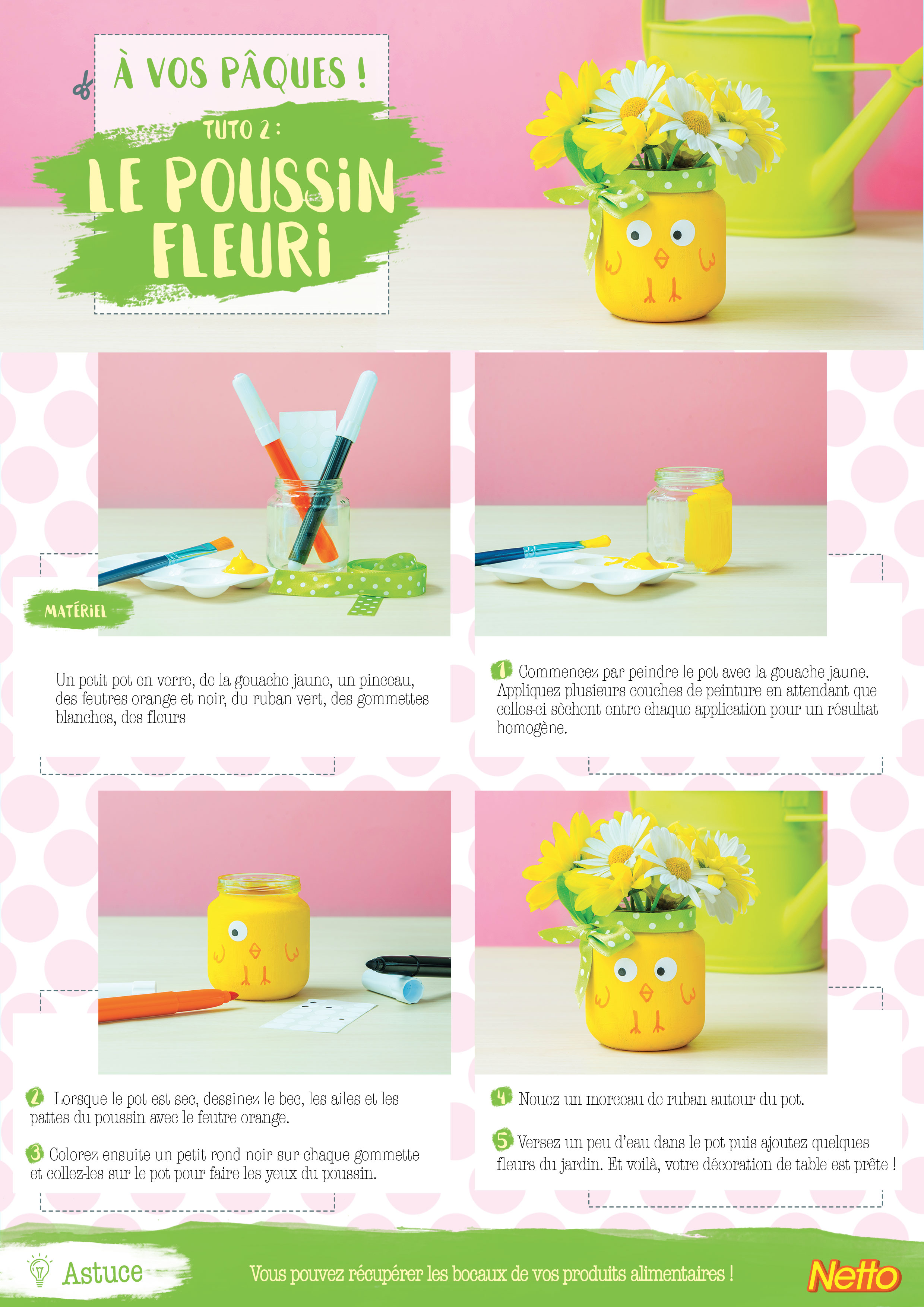 Tuto 2 : Le pot en verre peint en poussin.