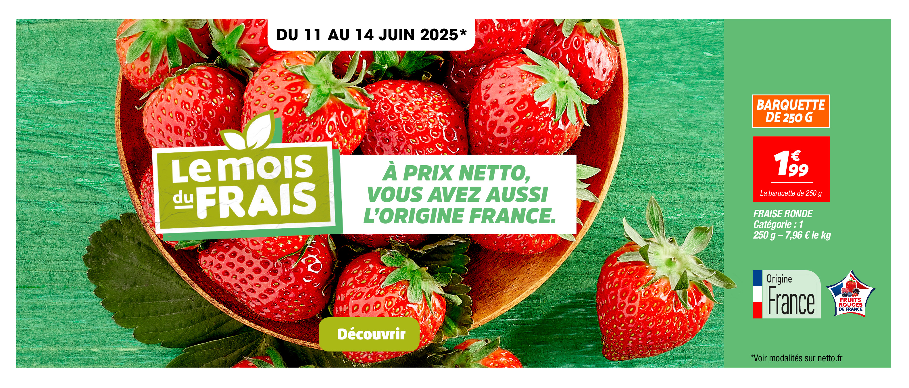 le mois du frais offre fraise chez Netto