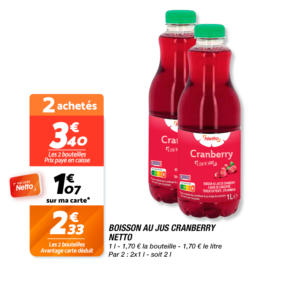 boisson au jus cranberry Netto