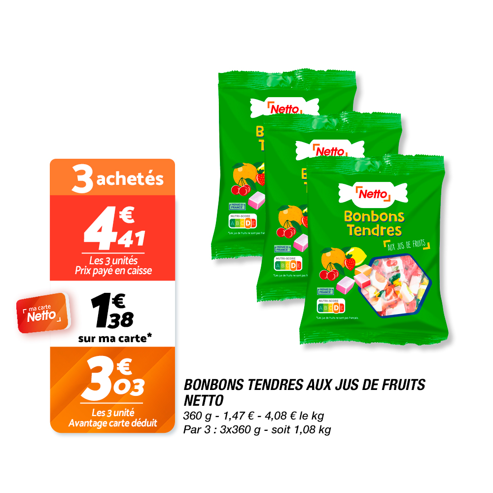bonbons tendres au jus de fruit Netto