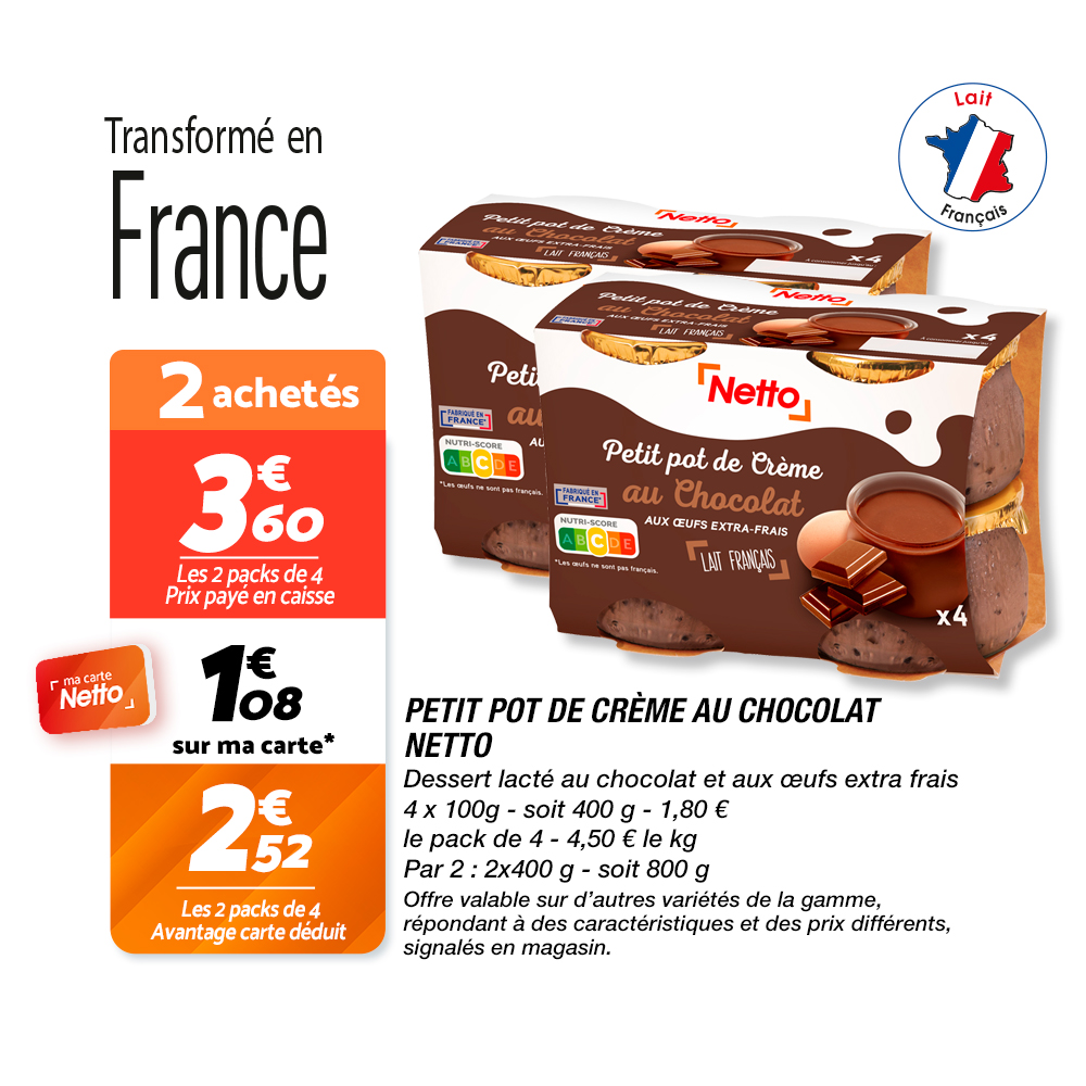 petit pot de crème au chocolat Netto