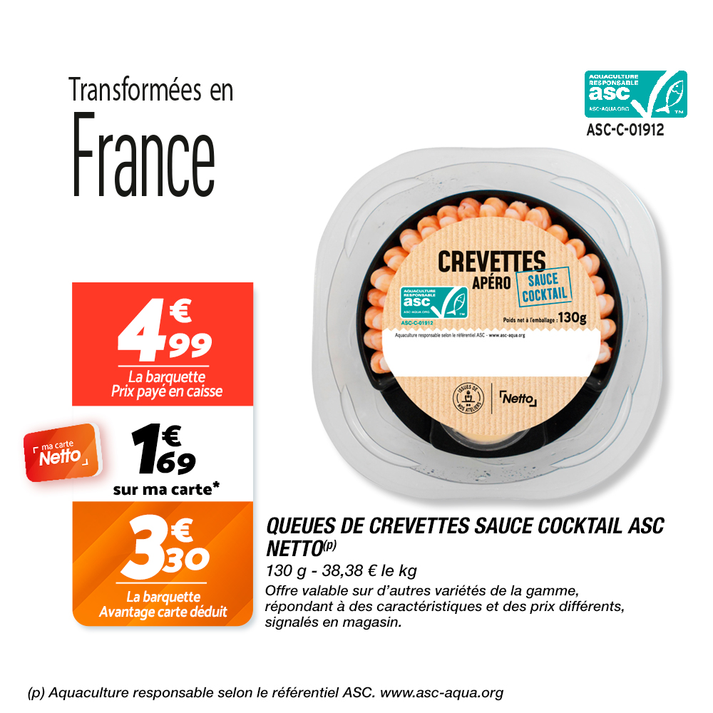 queues de crevettes sauce cocktail Netto