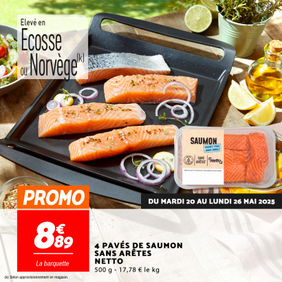 4 pavés de saumon sans arêtes Netto 4 pavés de saumon sans arêtes Netto