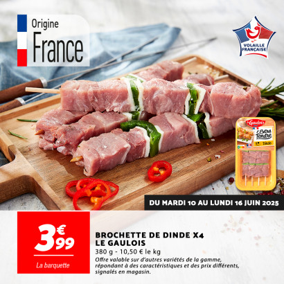 brochette de dinde le Gaulois chez Netto