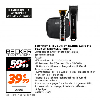 Coffret cheveux et barbe sans fil - BECKER SHAVES & TRIMS chez Netto