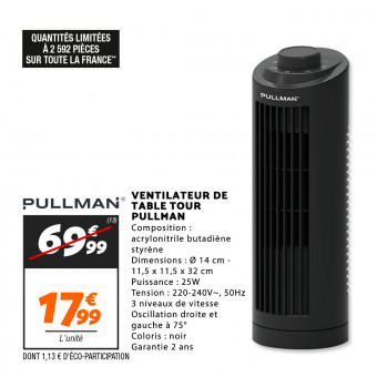 Ventilateur de table tour - PULLMAN chez netto